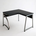 Czarno-srebrne biurko narożne w kształcie litery L 120 x 120 x 75 cm