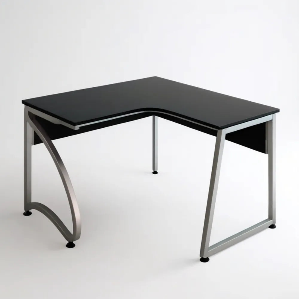 Czarno-srebrne biurko narożne w kształcie litery L 120 x 120 x 75 cm