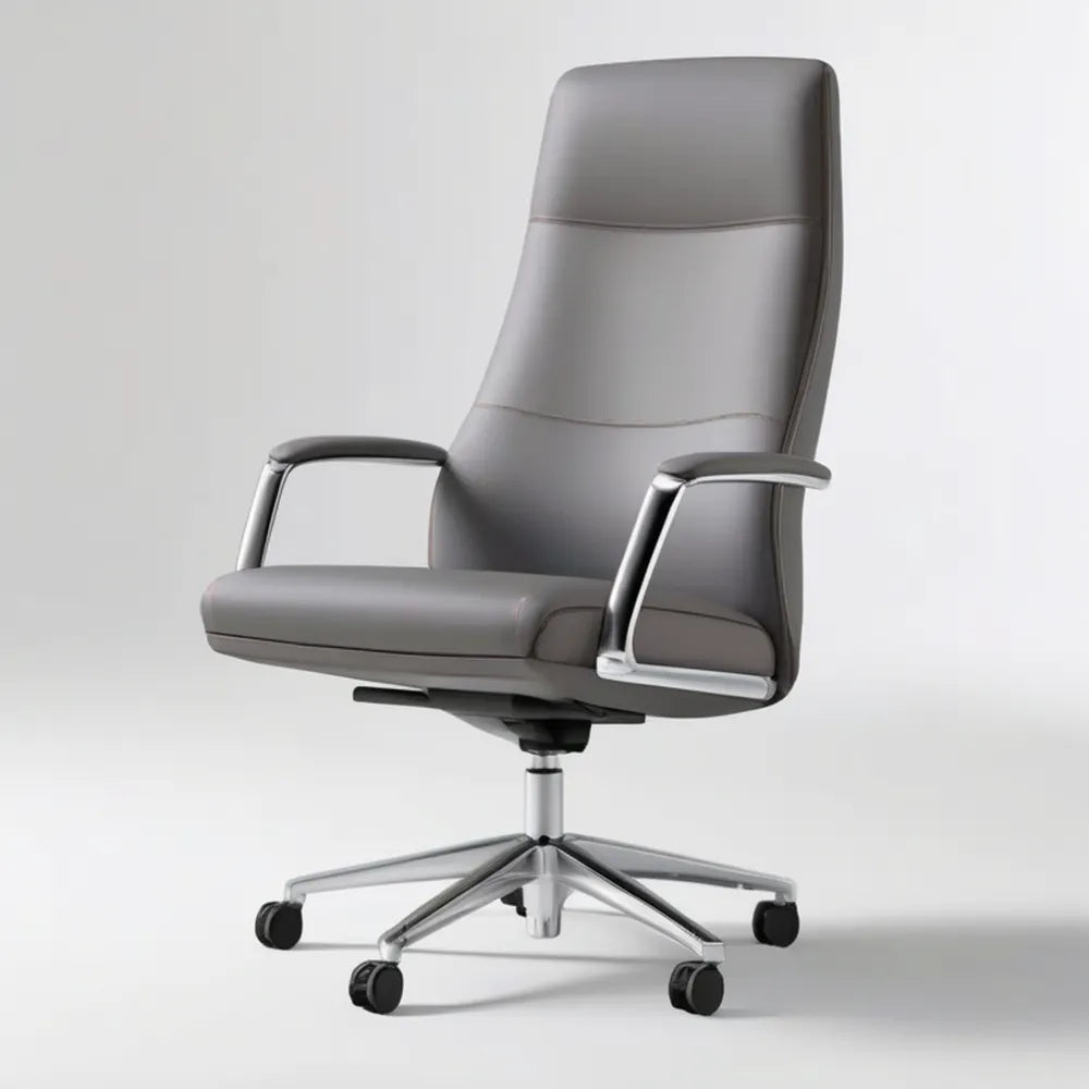 Szary obrotowy fotel biurowy z ekoskóry PU 66 x 70 x 116–126 cm